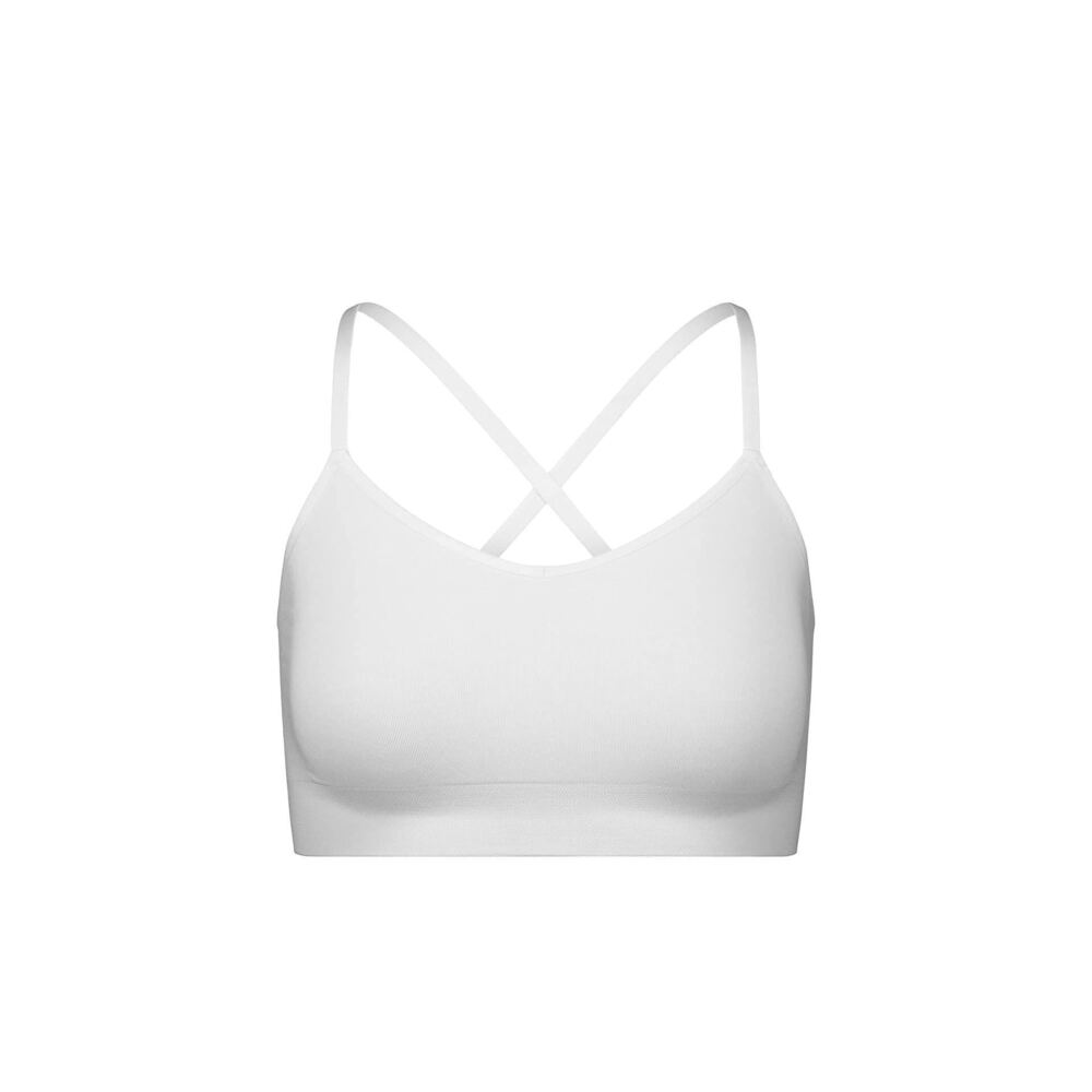 Brabar Soft Convertible Crop Top Halter Bralette , White ,32-34A/DDD